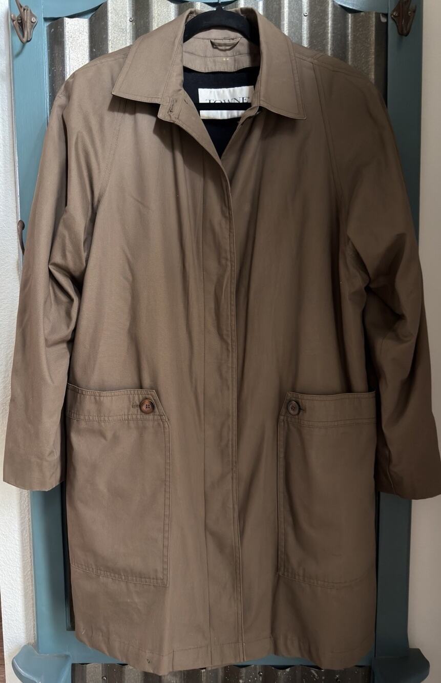 VTG London Fog Towne Womens Brown Trench Coat Size 16 Removable Liner 80s 90s